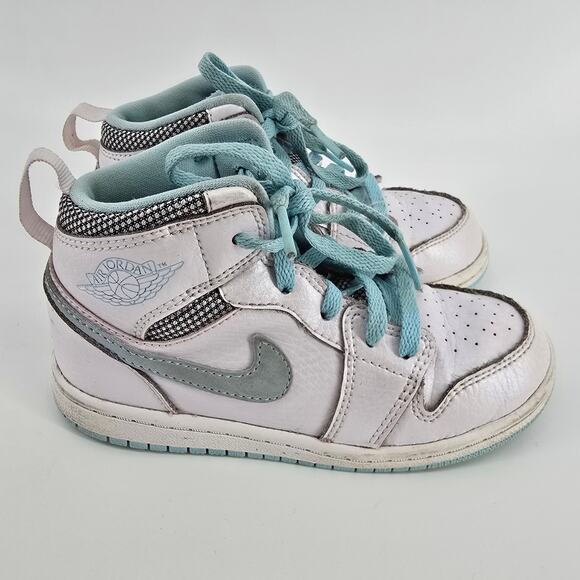 Nike Air Jordan 1 Retro 705324-106 High Top Pearl White Blue Toddler Unisex 10T - Picture 1 of 7